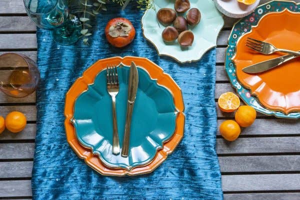Teal Scalloped Lunch Plates