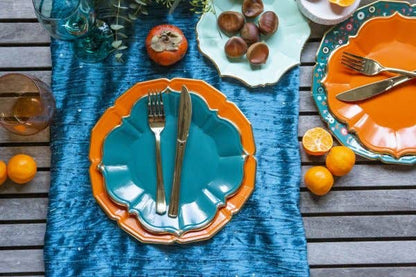 Teal Scalloped Lunch Plates