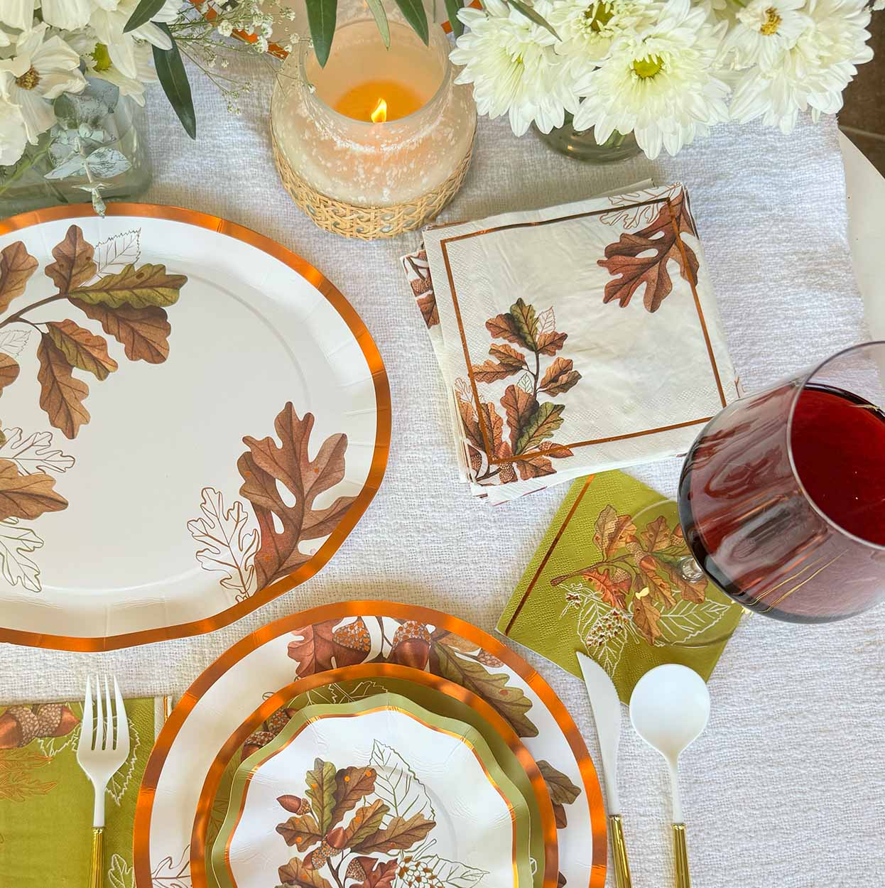 Fall Acorn and Oak Paper Dessert and Appetizer Plates