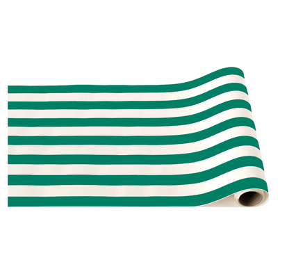 Green Cabana Striped Table Runner