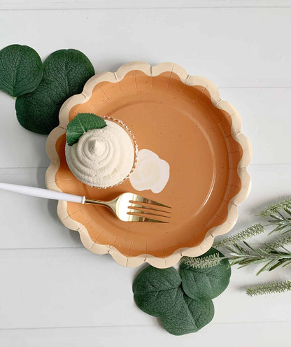 Pumpkin Pie Dessert Plates - Paper with Gold Foil Detail