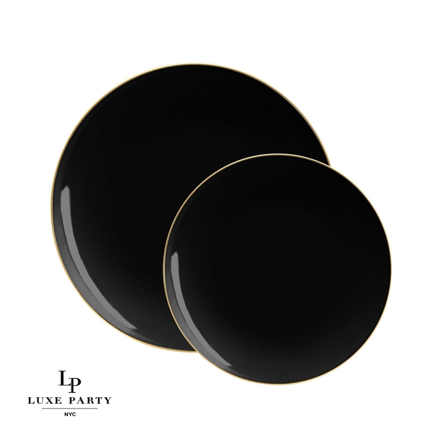 Black Plastic Dessert Plates - with Gold Edge