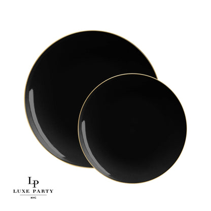 Black Plastic Dessert Plates - with Gold Edge