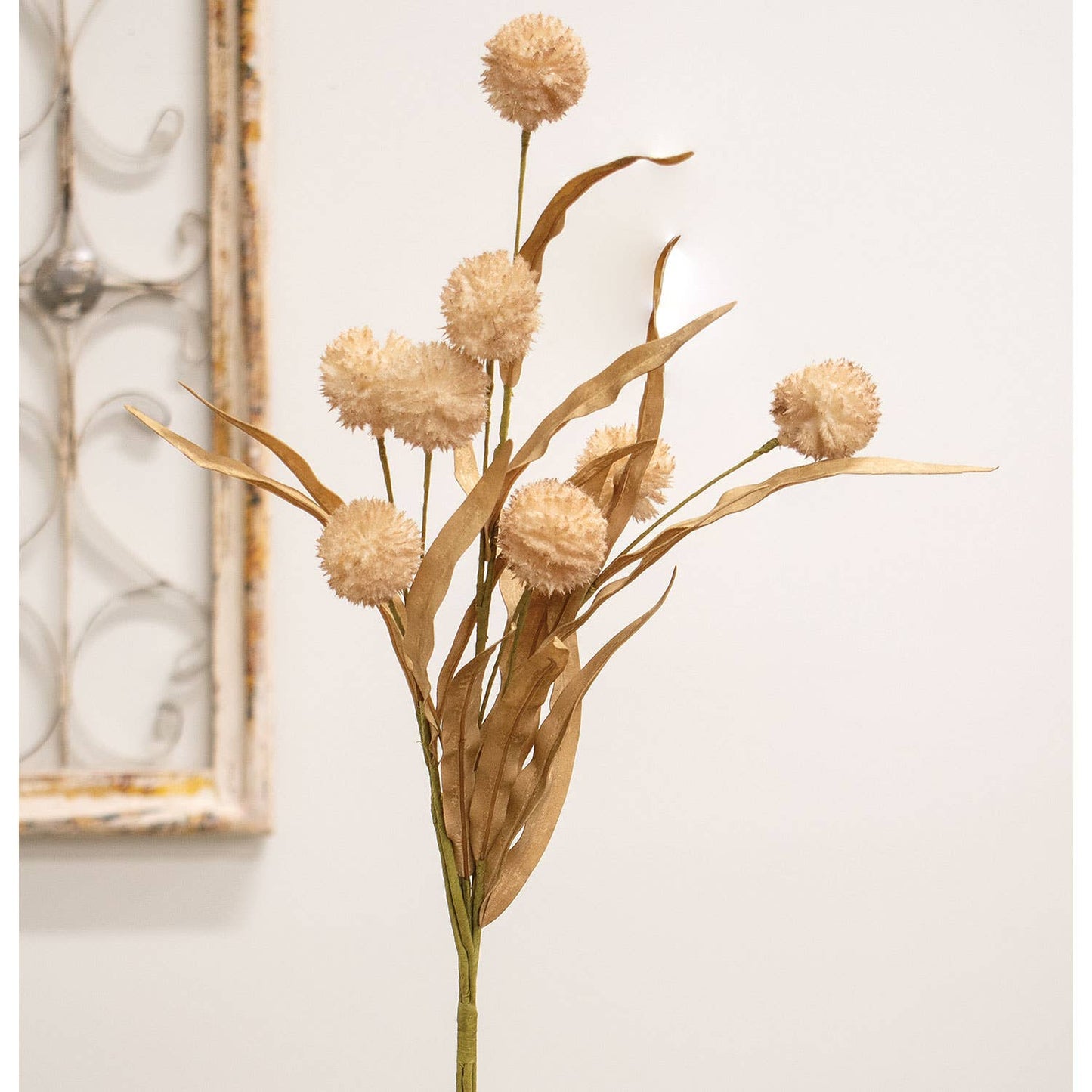 Natural Fall Grass & Billy Ball Spray, 20.5" | Faux Autumn Stems for Centerpieces & Seasonal Decor