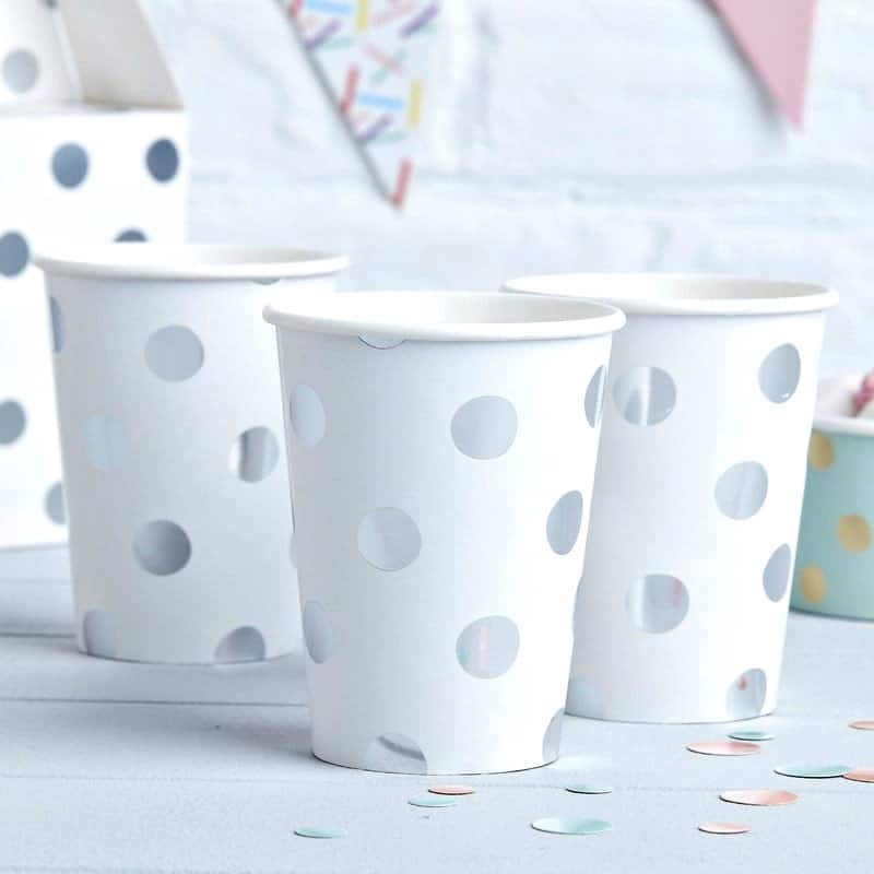 Baby and Co Silver Polka Dot Paper Cups