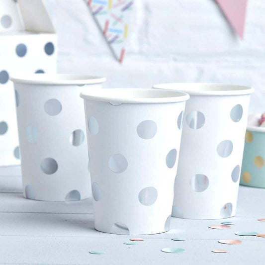 Baby and Co Silver Polka Dot Paper Cups