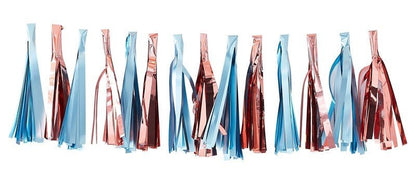 Rose gold and baby blue garland for a baby shower or birthday