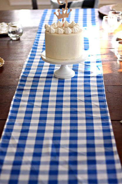Baby Q Blue Gingham Table Runner