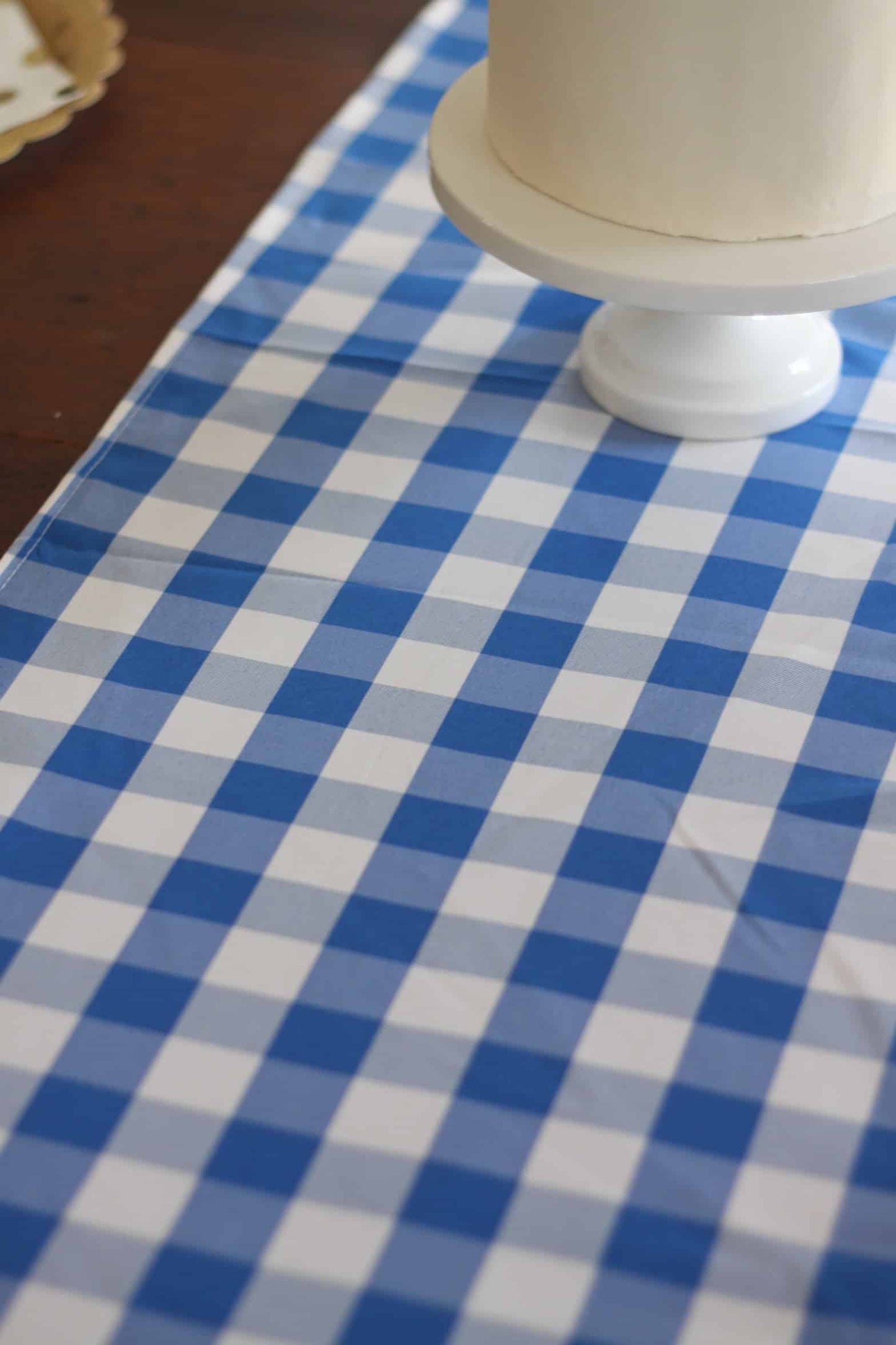 Baby Q Blue Gingham Table Runner