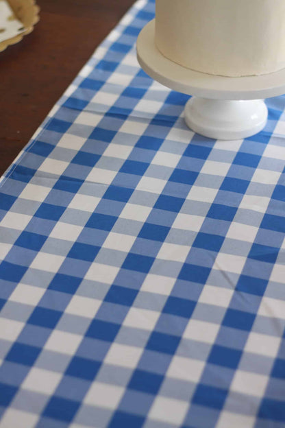 Baby Q Blue Gingham Table Runner