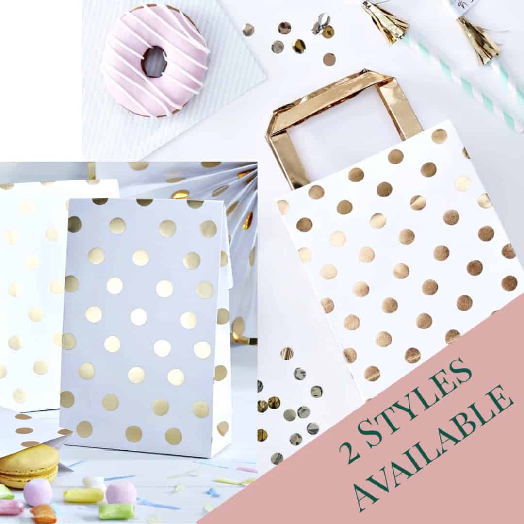 Baby Shower Favors Bags - Gold Polka Dot