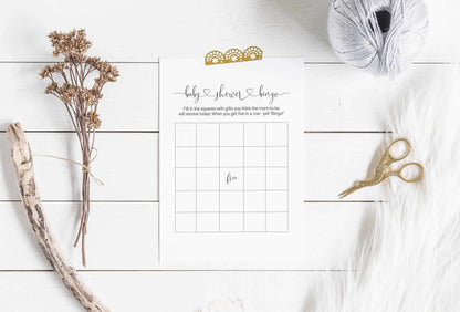 Virtual Baby Shower Bingo Game Card - Printable PDF