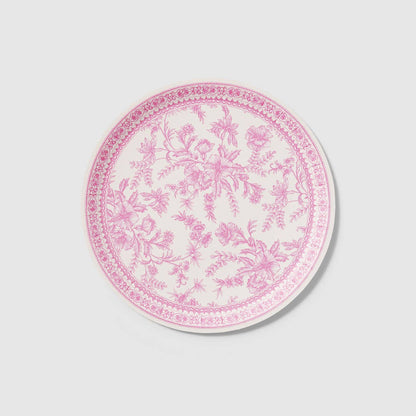 Pink Toile Large Paper Plates- Dinner
