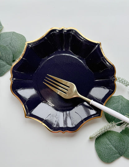 Navy Scalloped Dessert Plates