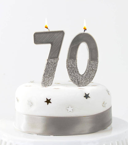 Number 7 Birthday Candle - Silver Glitter | 5 Inch Cake Topper