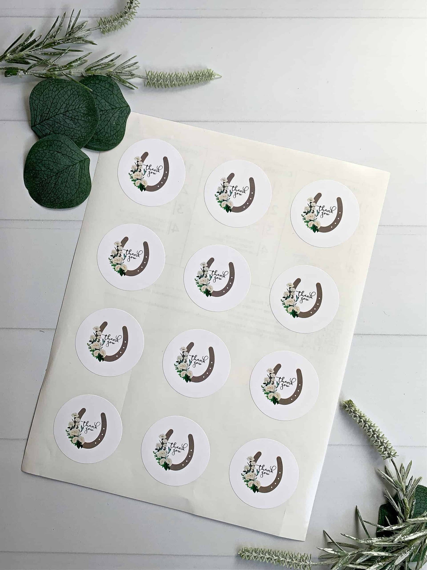 Derby Thank You Stickers - Cream & Gold