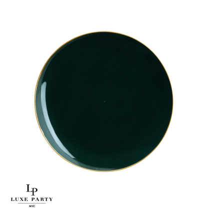 Emerald Green with Gold Dessert Plates - Plastic