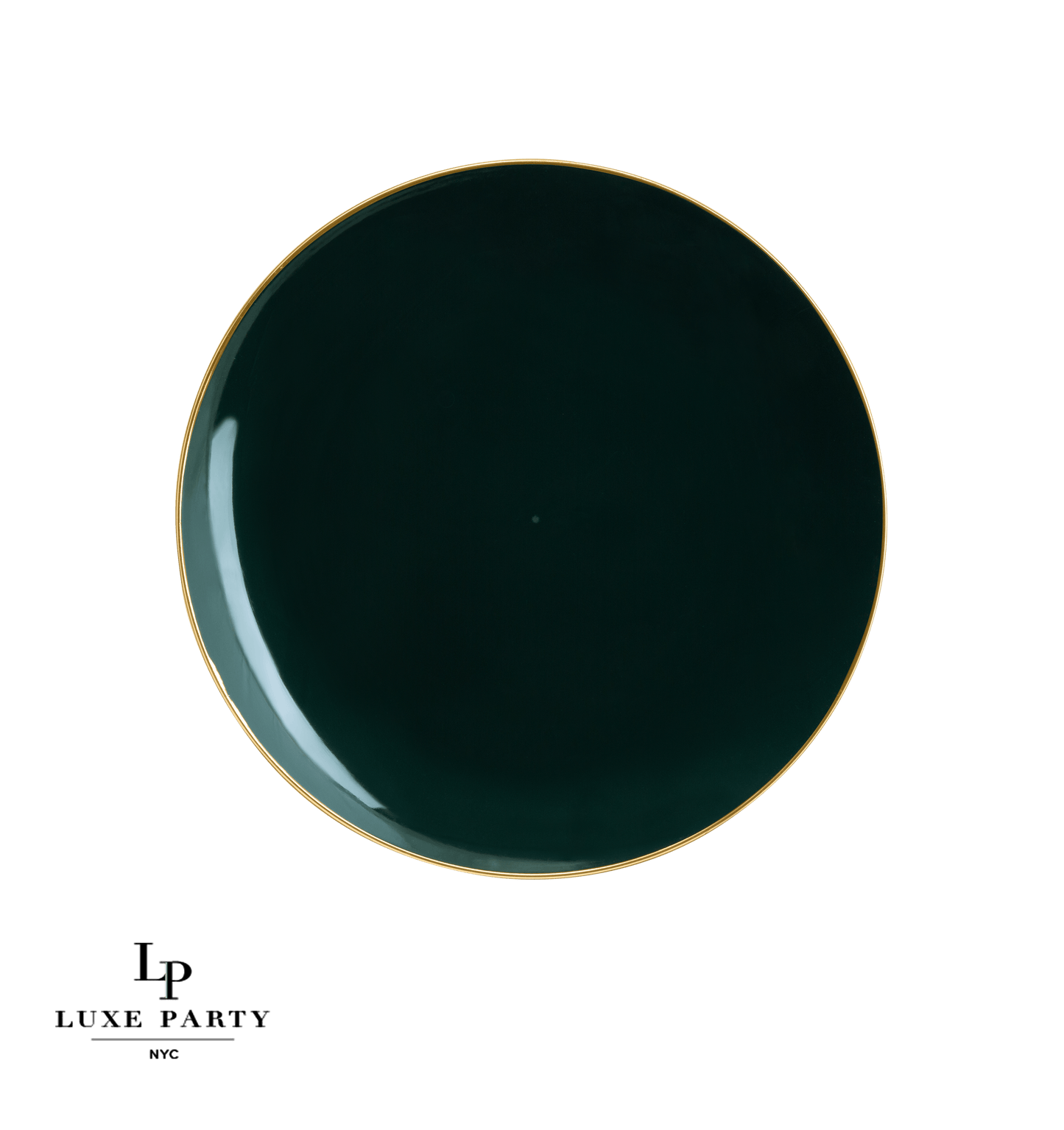 Emerald Green with Gold Dinner Plates - Plastic