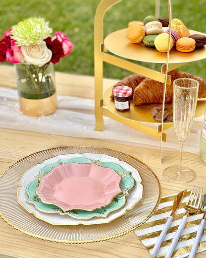 Blush Pink Cake Plates with Gold Edge