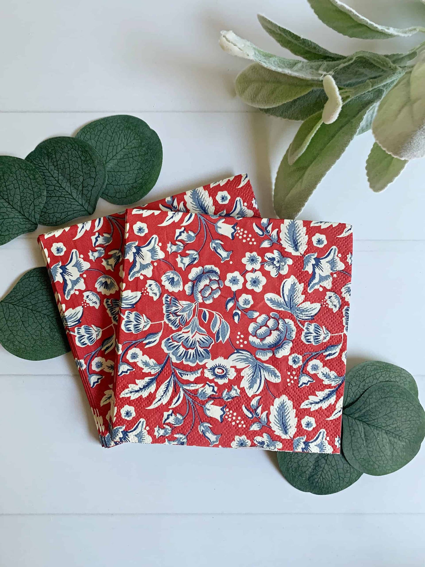 Hamptons Blue Floral Cocktail Napkins