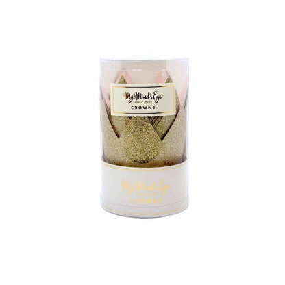 Birthday Crowns - Princess Party Hats in a package - gold glitter with pink interiors