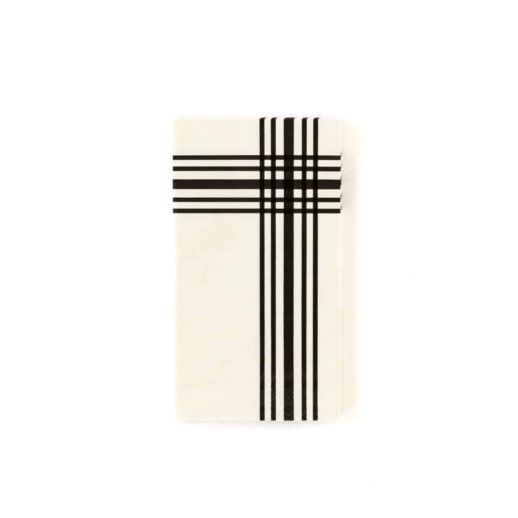 Black and Cream Plaid Dinner Napkins