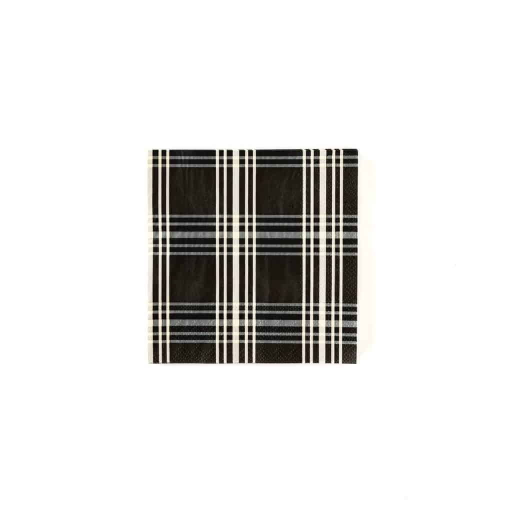 Black and Cream Plaid Beverage Napkin for a I Do BBQ