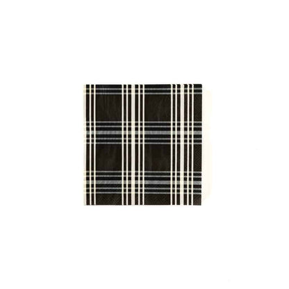 Black and Cream Plaid Beverage Napkin for a I Do BBQ