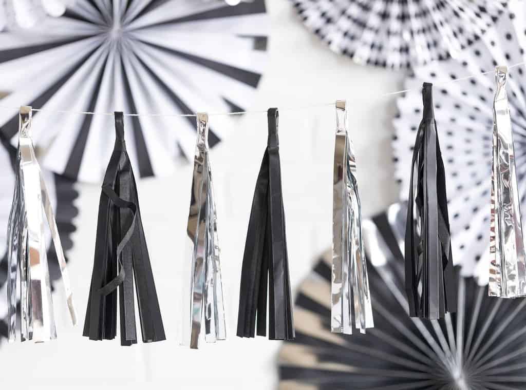 Black and Silver Tassel Garland