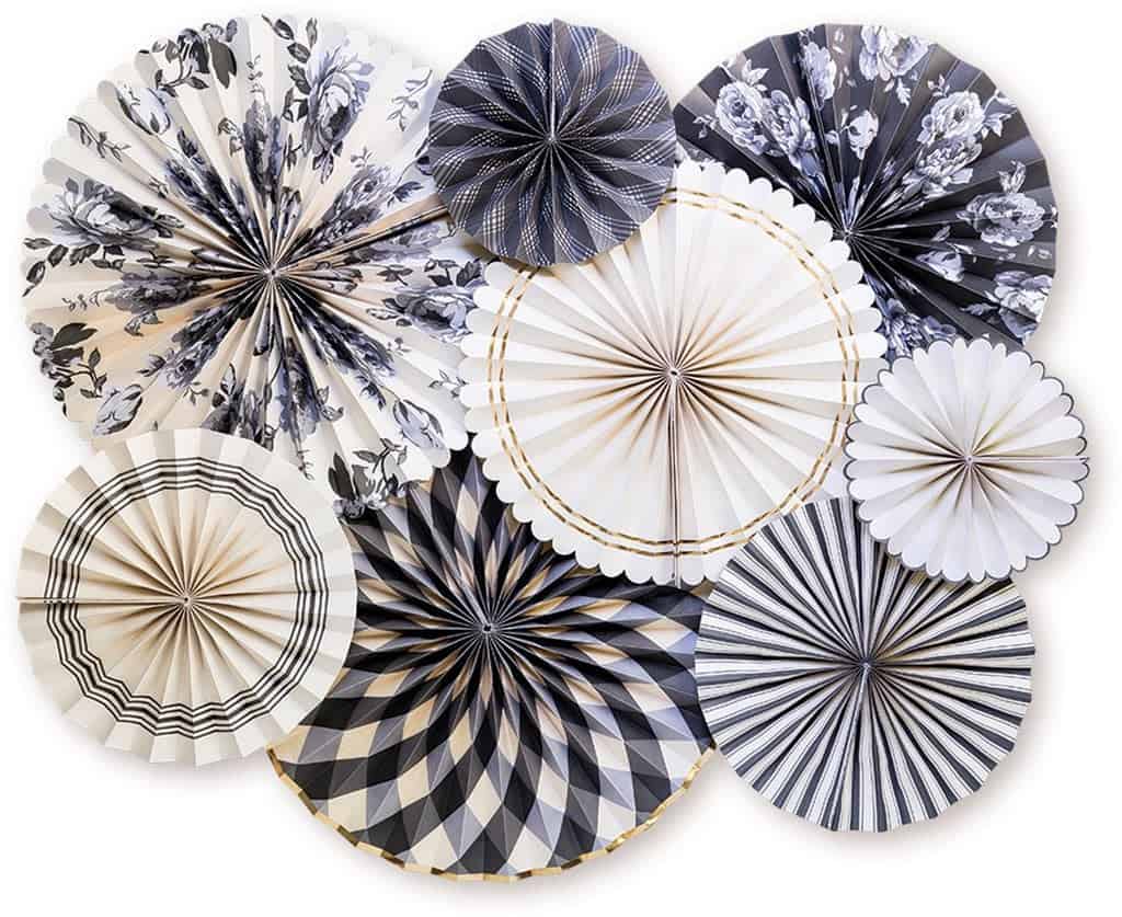 Black and White Buffalo Plaid Party Plaid Fans