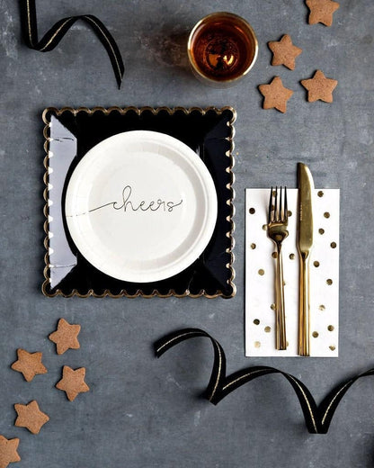 Black Scalloped 9 Inch Paper Plates