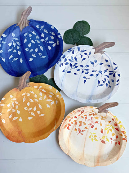 Blue and Amber Pumpkin Salad Plates- Set of 8