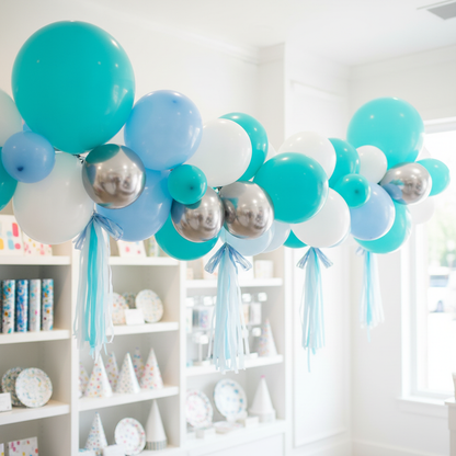 Blue and Silver Balloon Garland - Accurate Color Match
