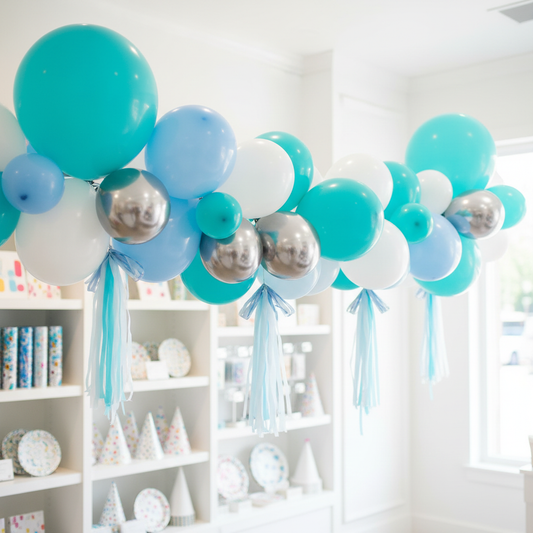 Blue and Silver Balloon Garland - Accurate Color Match