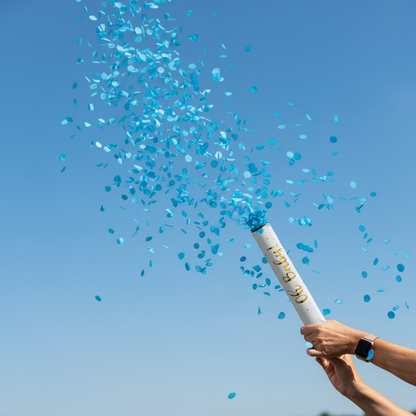 Blue confetti cannon outdoor 1