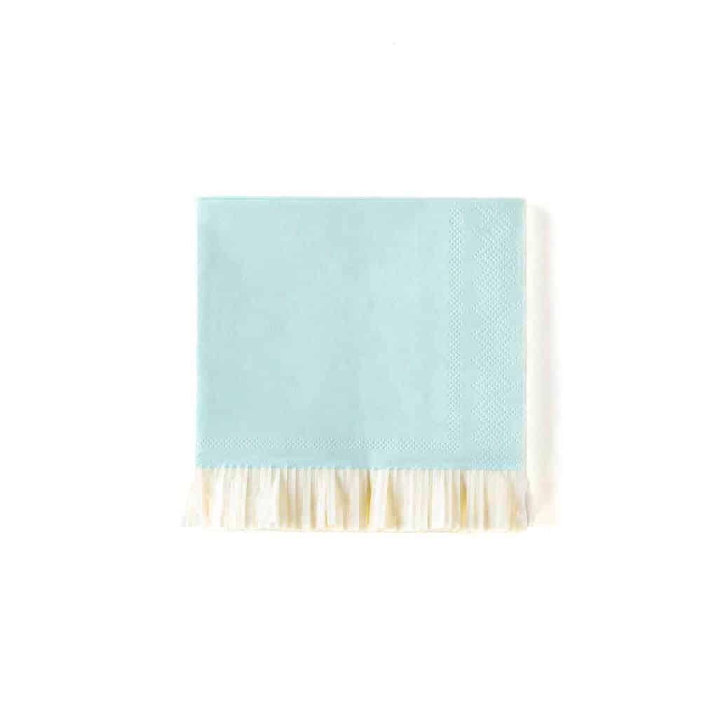 blue fringed cocktail napkins perfect for a baby boy shower or little boy first birthday