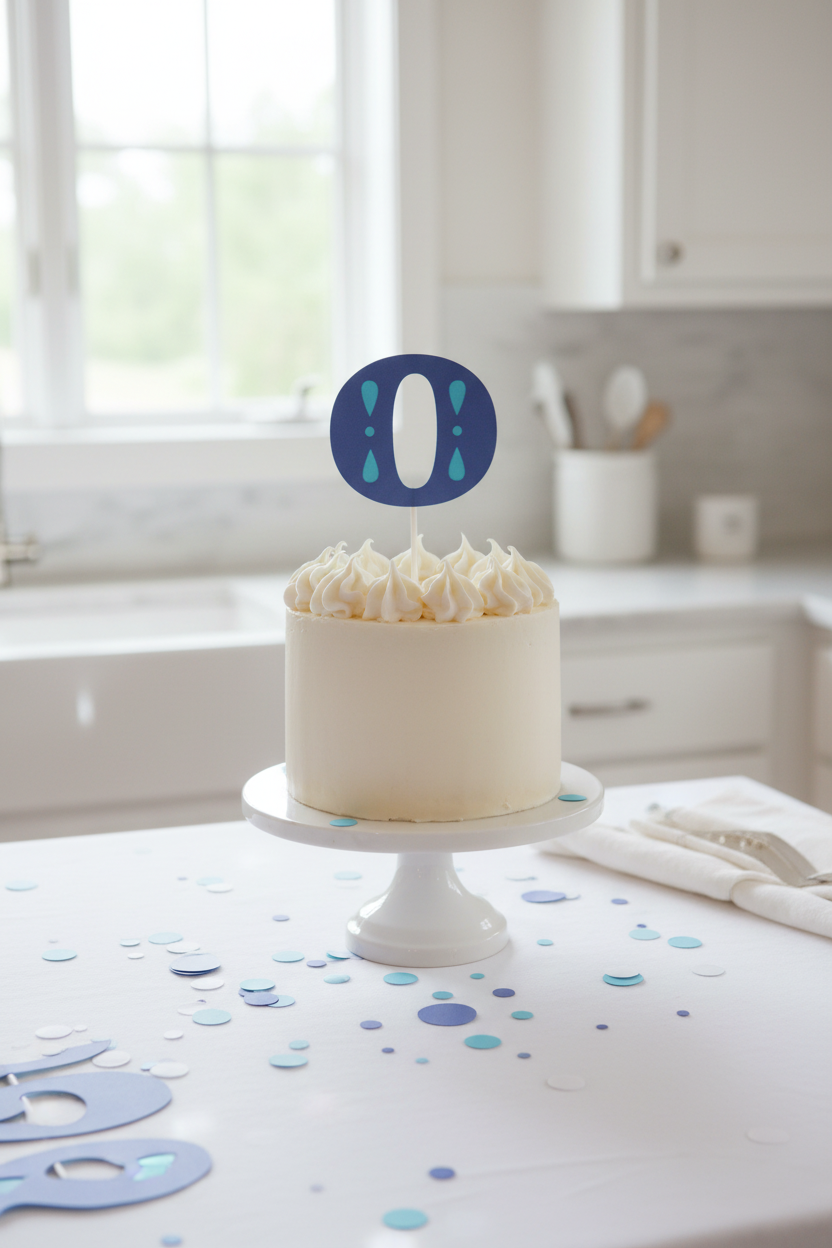 Blue Number 0 Cake