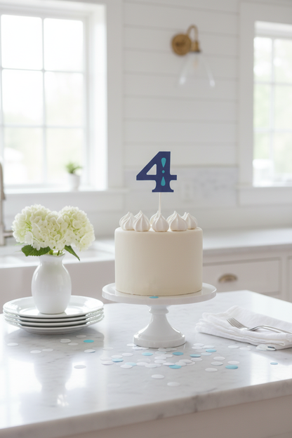Blue Number 4 Cake