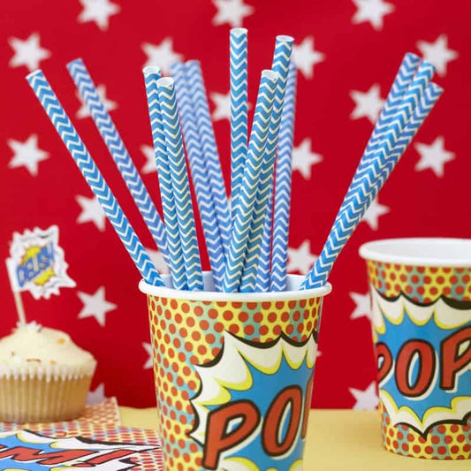 Blue Straws - Comic Superhero Party
