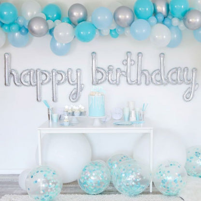 Silver and Blue Balloon Garland Kit
