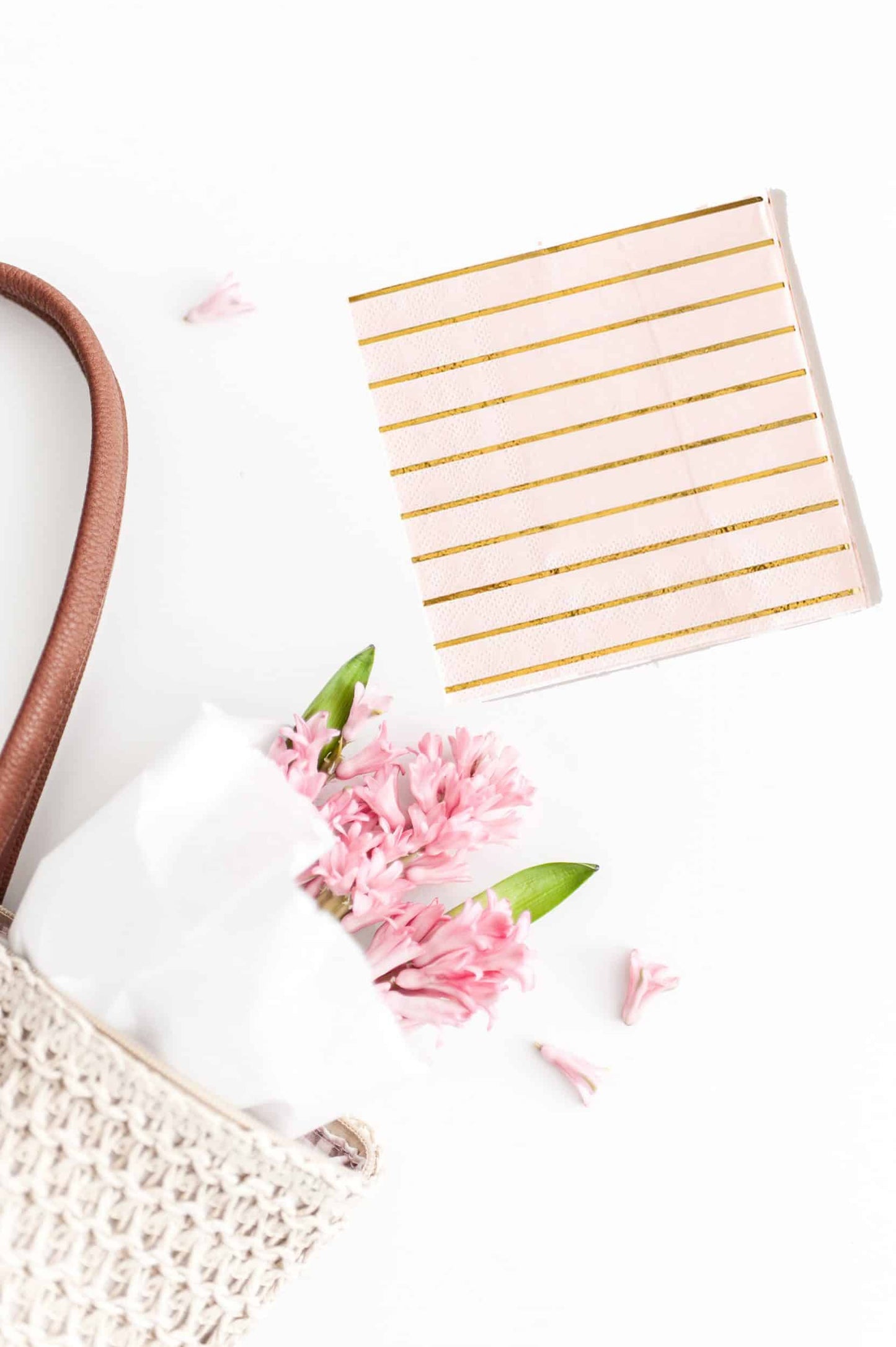 Blush and Gold Striped Bridal Shower Napkins