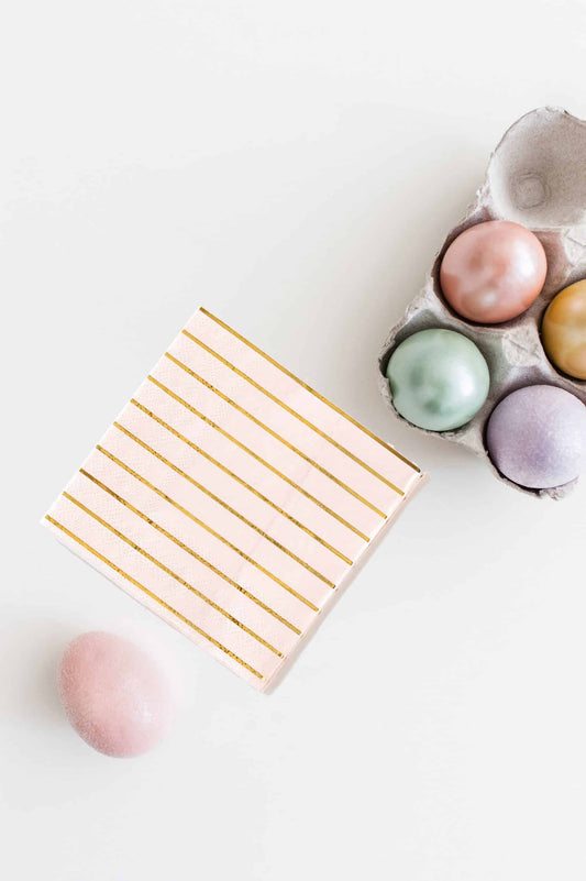 Blush and Gold Striped Bridal Shower Napkins