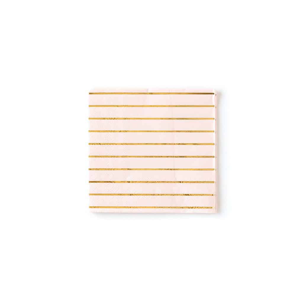 Blush and Gold Striped Bridal Shower Napkins