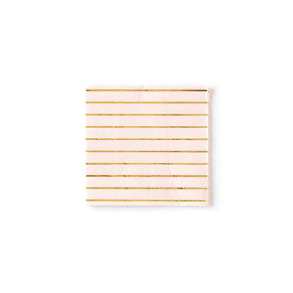 Blush and Gold Striped Bridal Shower Napkins