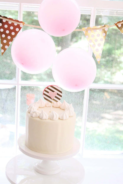 Blush Heart and Gold Cake Toppers