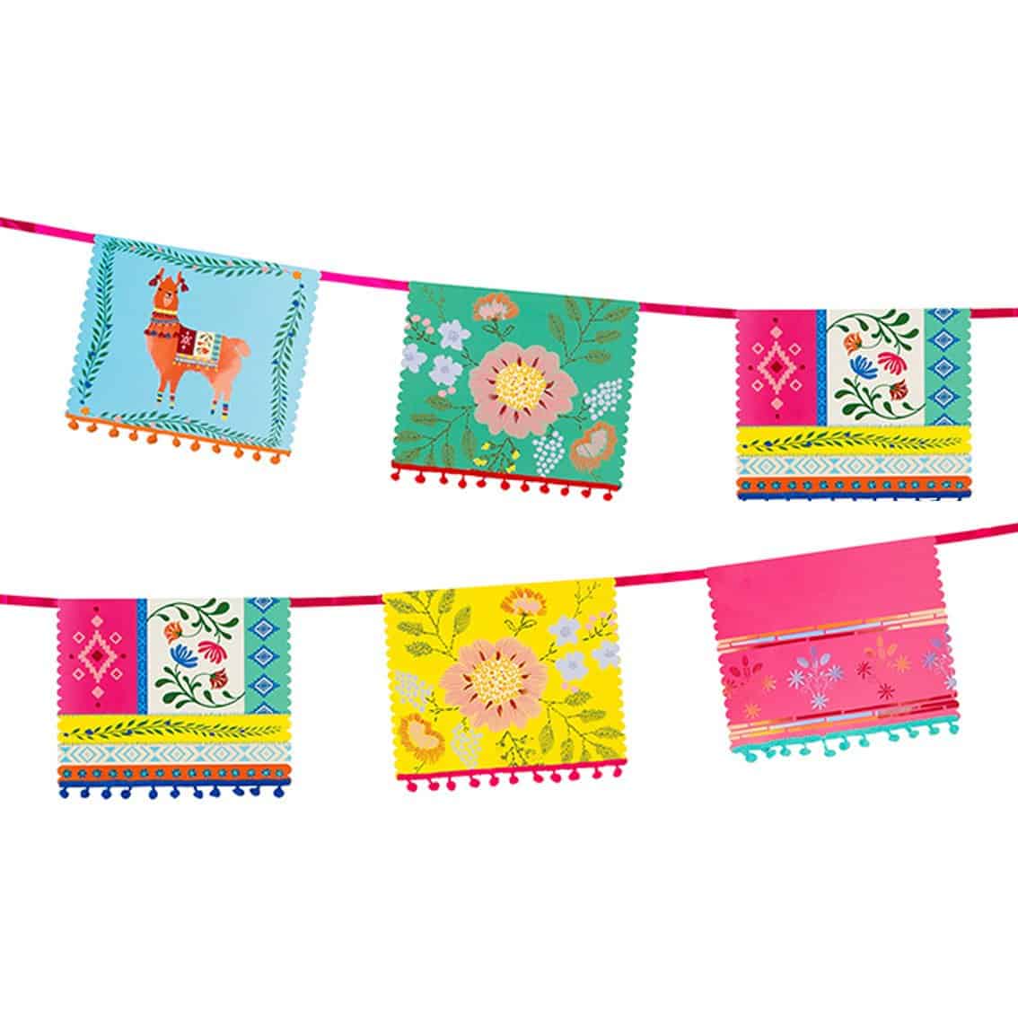 Boho Fiesta Paper and Pom Pom Banner