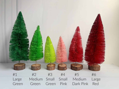 Bottle Brush Trees in Pink Red and Green options