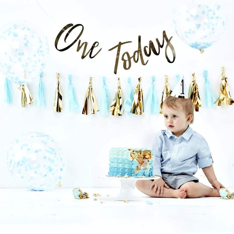 Boy 1st Birthday Party in a Box - Blue and Gold