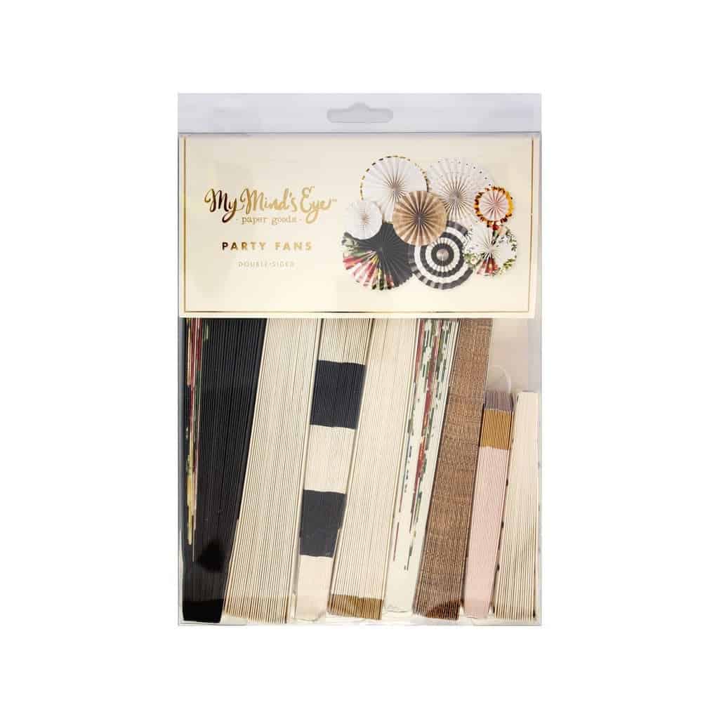 Floral Bridal Shower Backdrop Fans - Black, Kraft & Gold