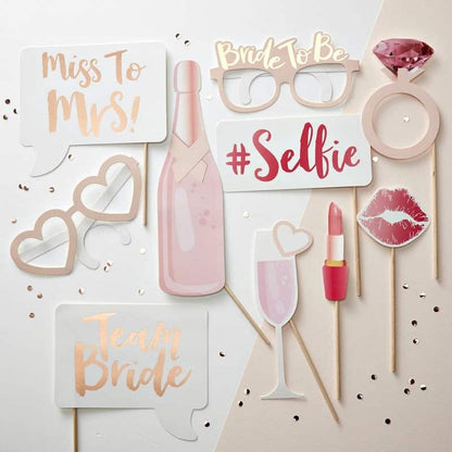 Rose Gold Selfie Bridal Shower Photo Props - Perfect for a bridal shower photo booth